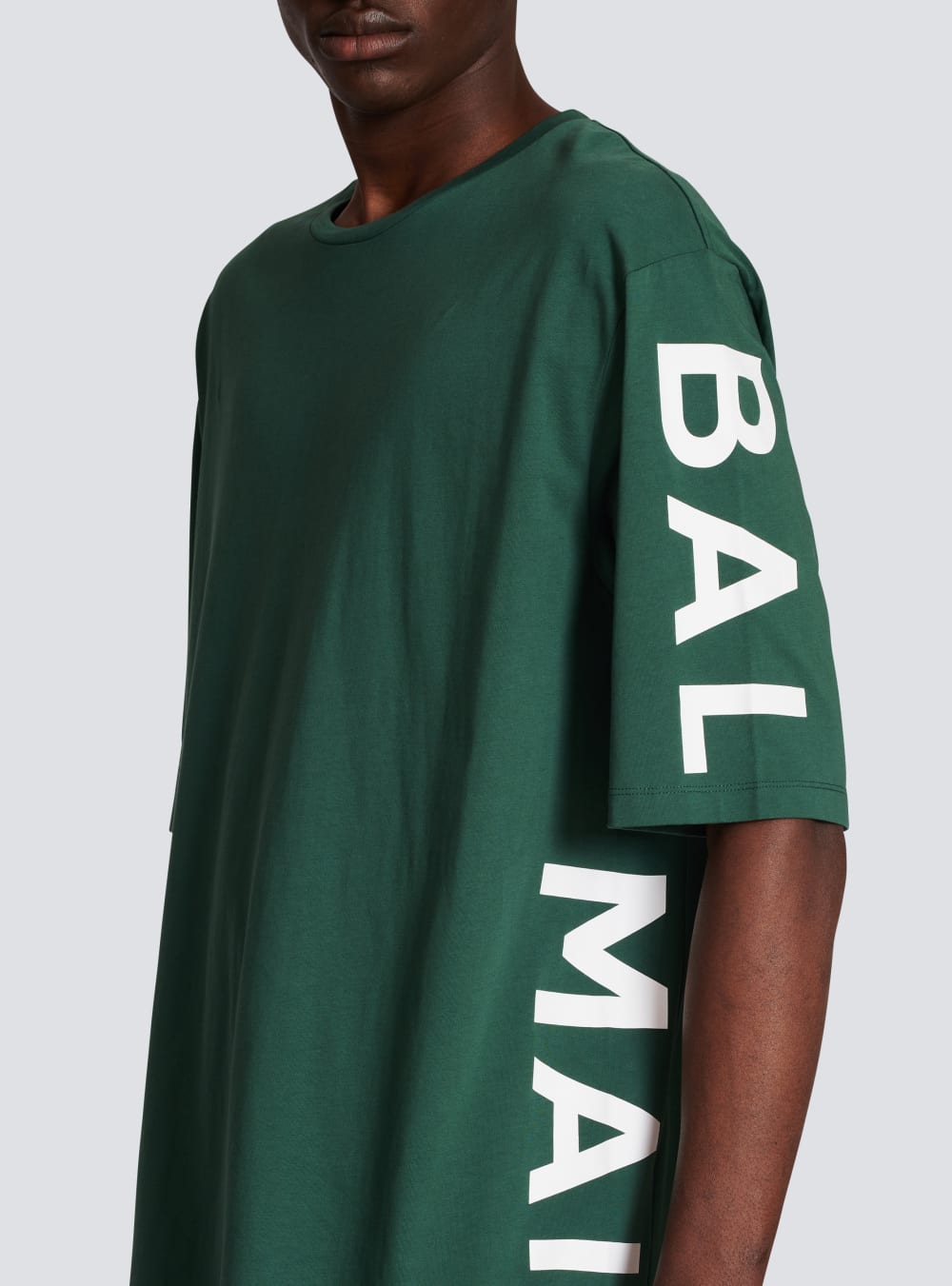 Men's Balmain Oversized Eco-designed Cotton With Logo Print T Shirts Green | USA KrWVHhYX