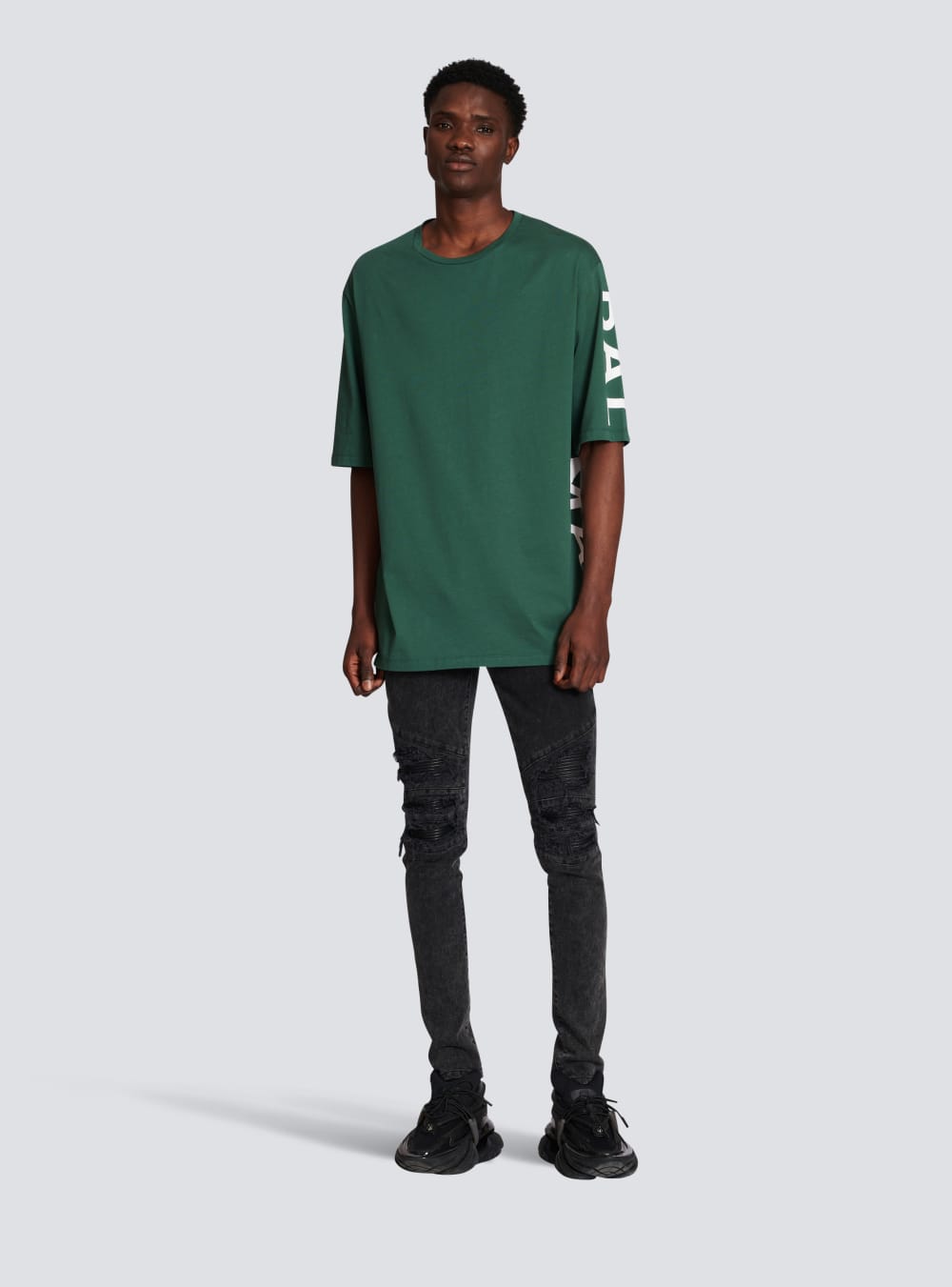 Men's Balmain Oversized Eco-designed Cotton With Logo Print T Shirts Green | USA KrWVHhYX