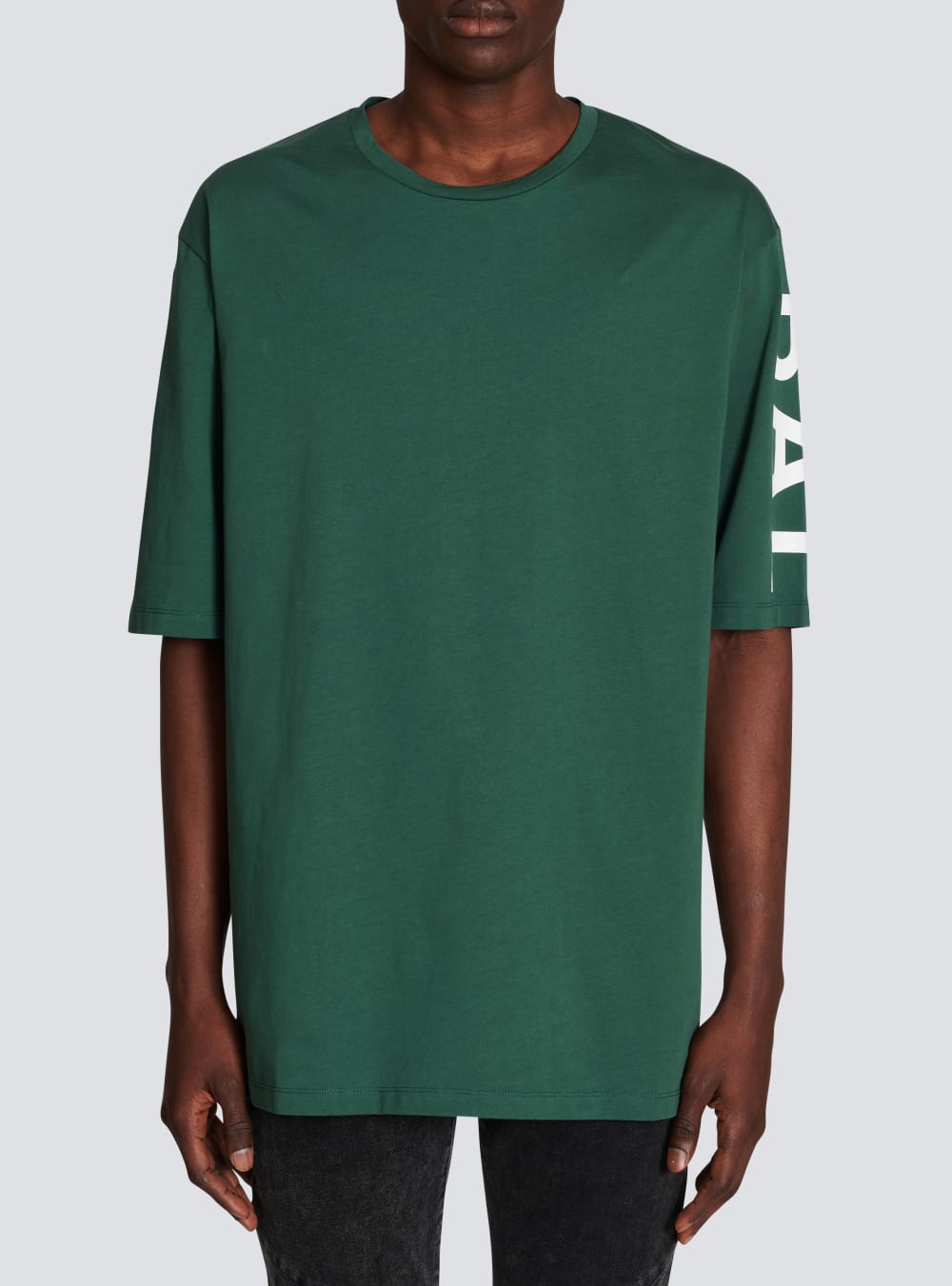 Men's Balmain Oversized Eco-designed Cotton With Logo Print T Shirts Green | USA KrWVHhYX