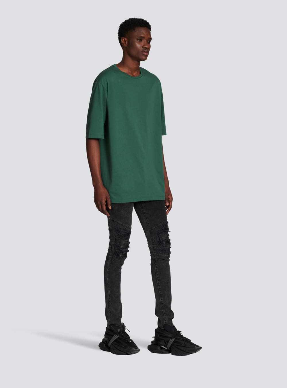 Men's Balmain Oversized Eco-designed Cotton With Logo Print T Shirts Green | USA KrWVHhYX