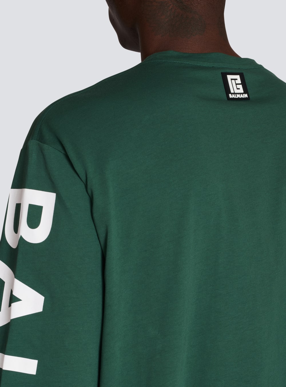 Men's Balmain Oversized Eco-designed Cotton With Logo Print T Shirts Green | USA KrWVHhYX