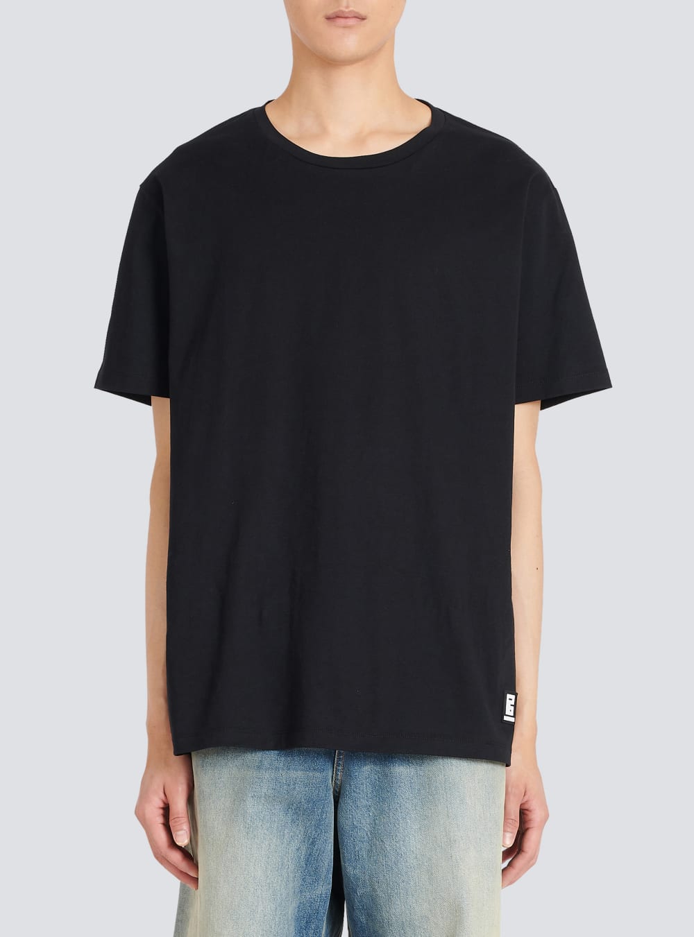 Men's Balmain Oversized Eco-designed Cotton With Logo Print T Shirts Black | USA MWiw8V50