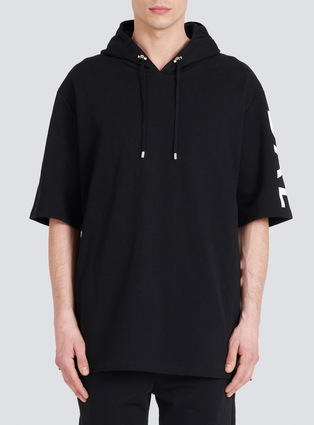 Men's Balmain Oversized Eco-designed Cotton Hooded With Logo Print Sweatshirts Black | USA TyD3GrKi