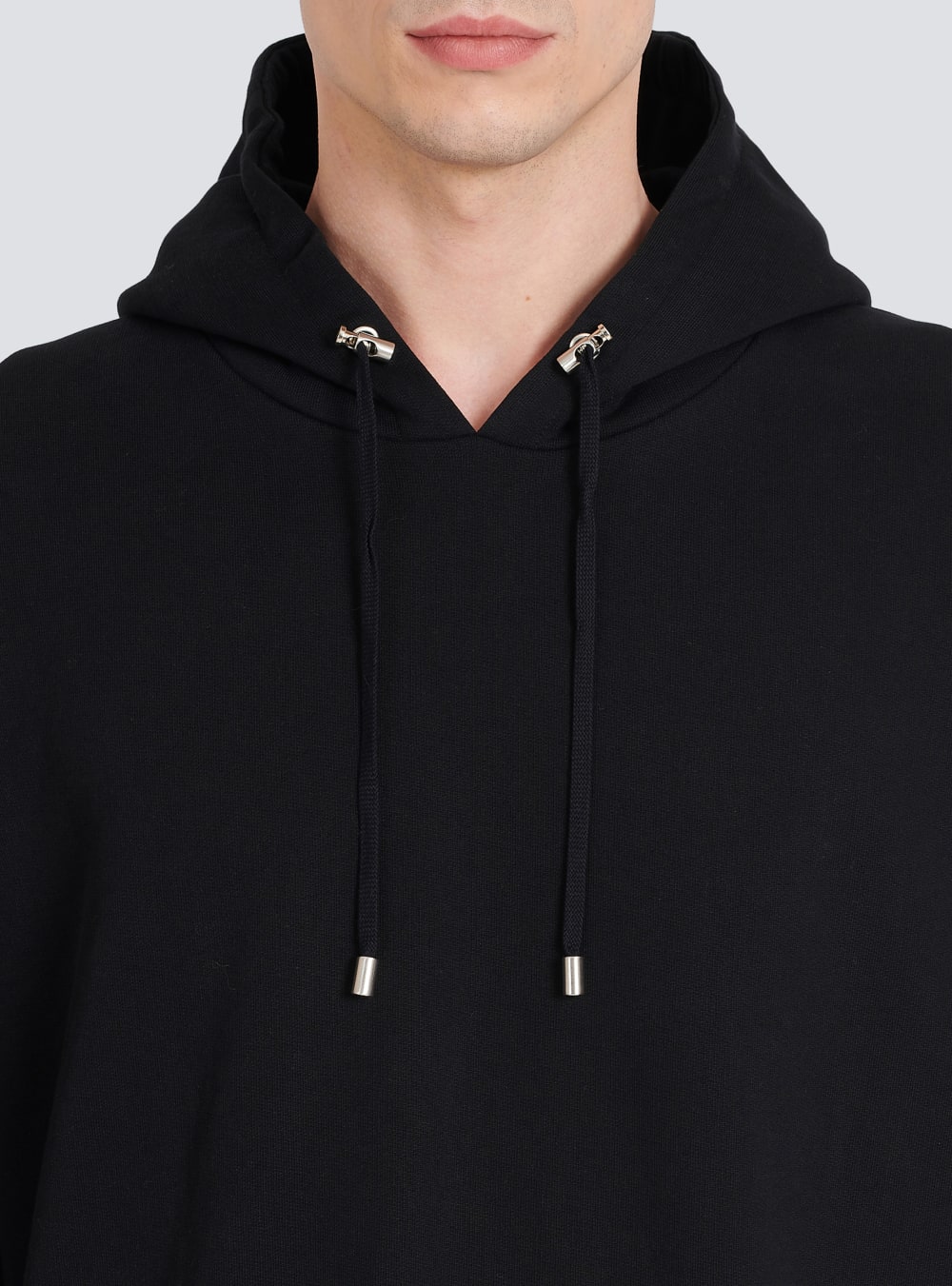 Men's Balmain Oversized Eco-designed Cotton Hooded With Logo Print Sweatshirts Black | USA TyD3GrKi