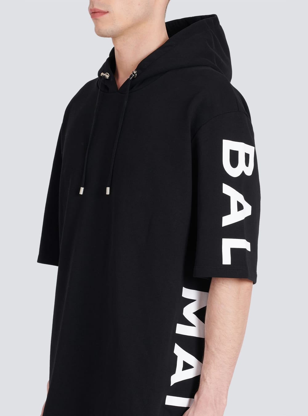 Men's Balmain Oversized Eco-designed Cotton Hooded With Logo Print Sweatshirts Black | USA TyD3GrKi