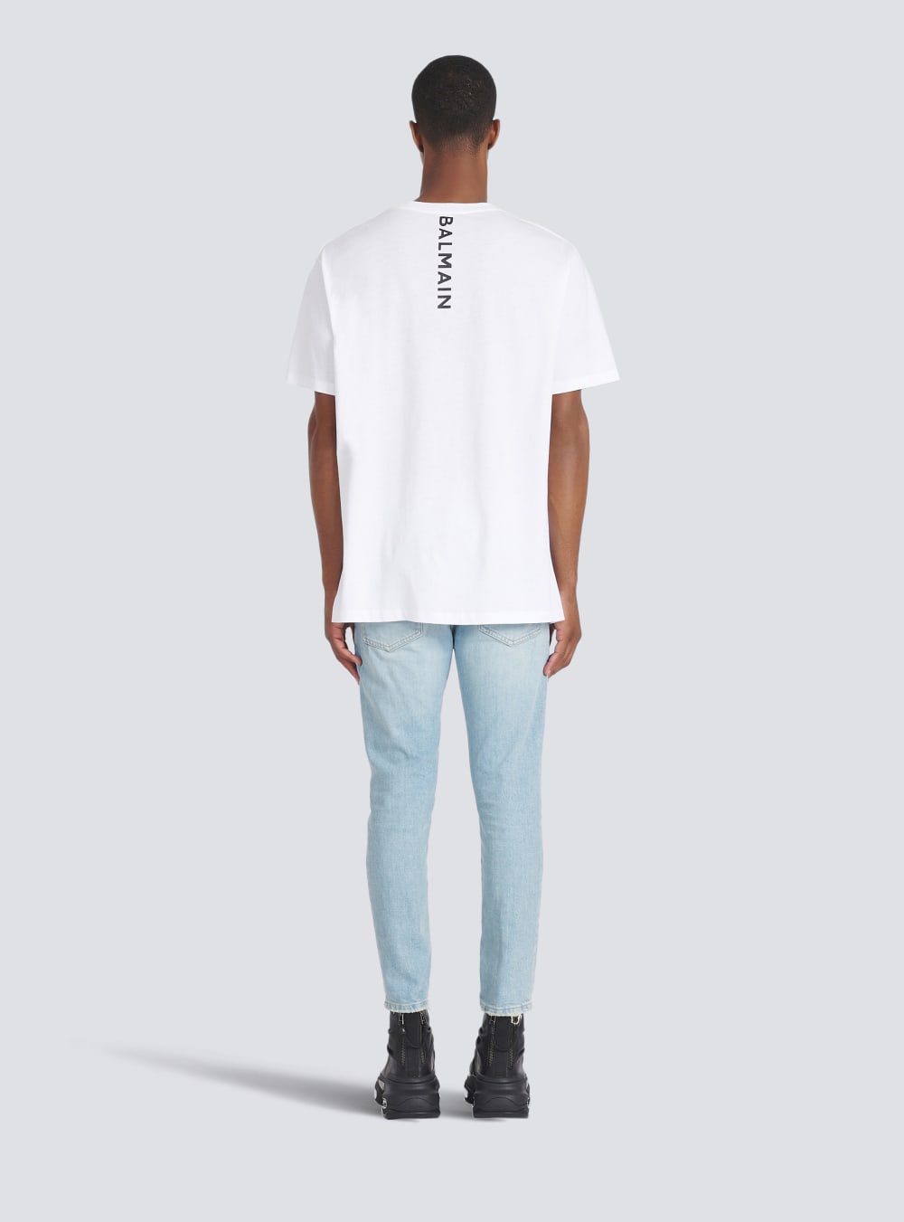 Men's Balmain Oversized Eco-designed Cotton With Logo Print T Shirts White | USA UzStSP91