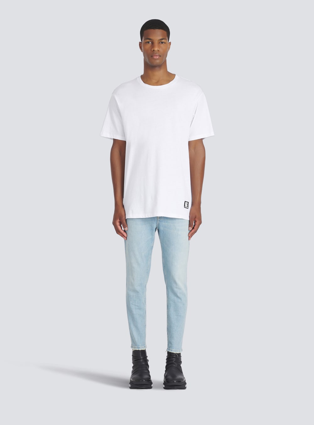 Men's Balmain Oversized Eco-designed Cotton With Logo Print T Shirts White | USA UzStSP91