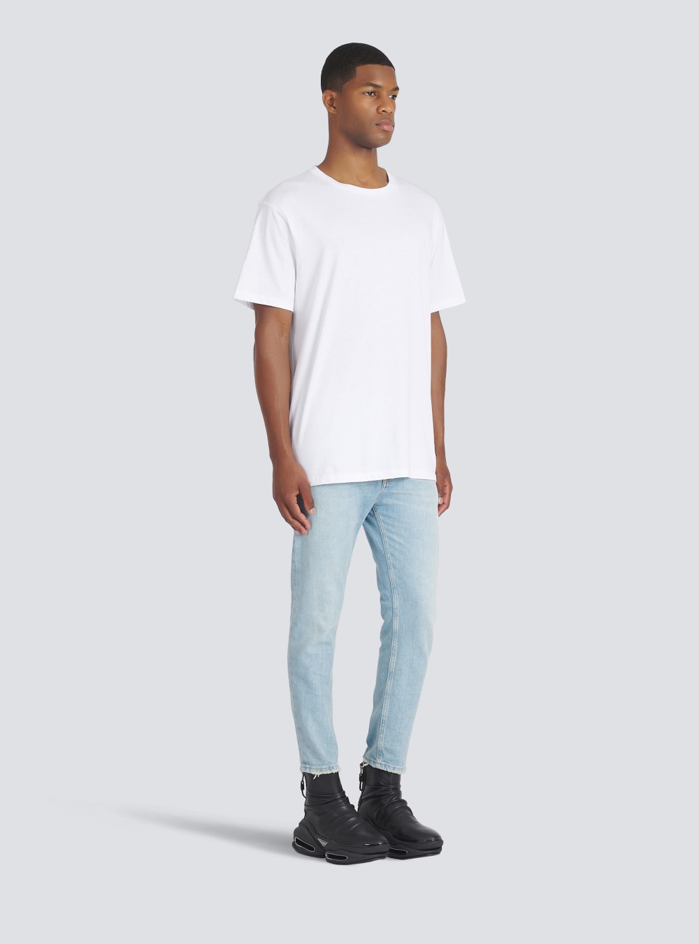 Men's Balmain Oversized Eco-designed Cotton With Logo Print T Shirts White | USA UzStSP91