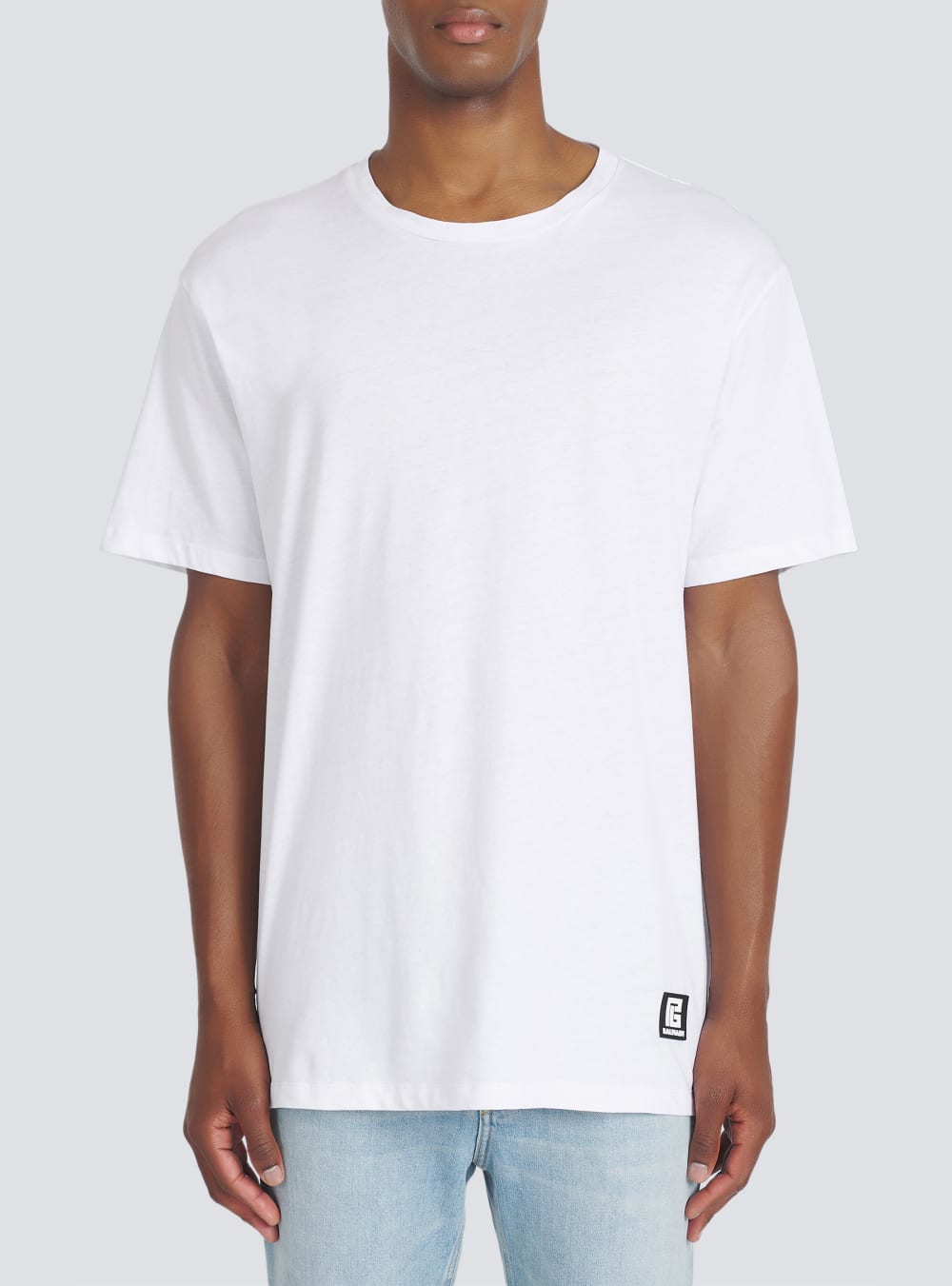 Men's Balmain Oversized Eco-designed Cotton With Logo Print T Shirts White | USA UzStSP91