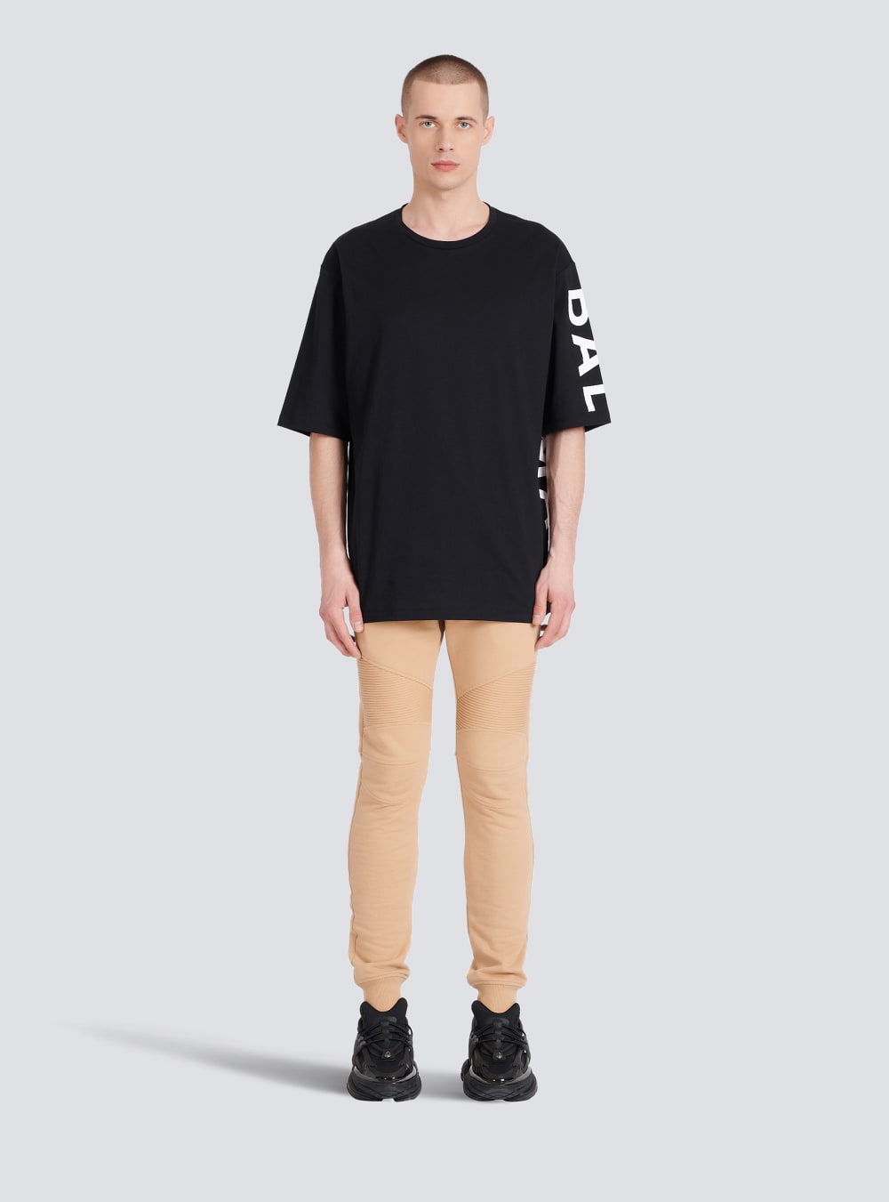 Men's Balmain Oversized Eco-designed Cotton With Logo Print T Shirts Black | USA ZVPKM04E