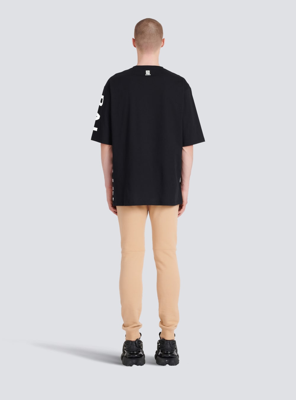 Men's Balmain Oversized Eco-designed Cotton With Logo Print T Shirts Black | USA ZVPKM04E