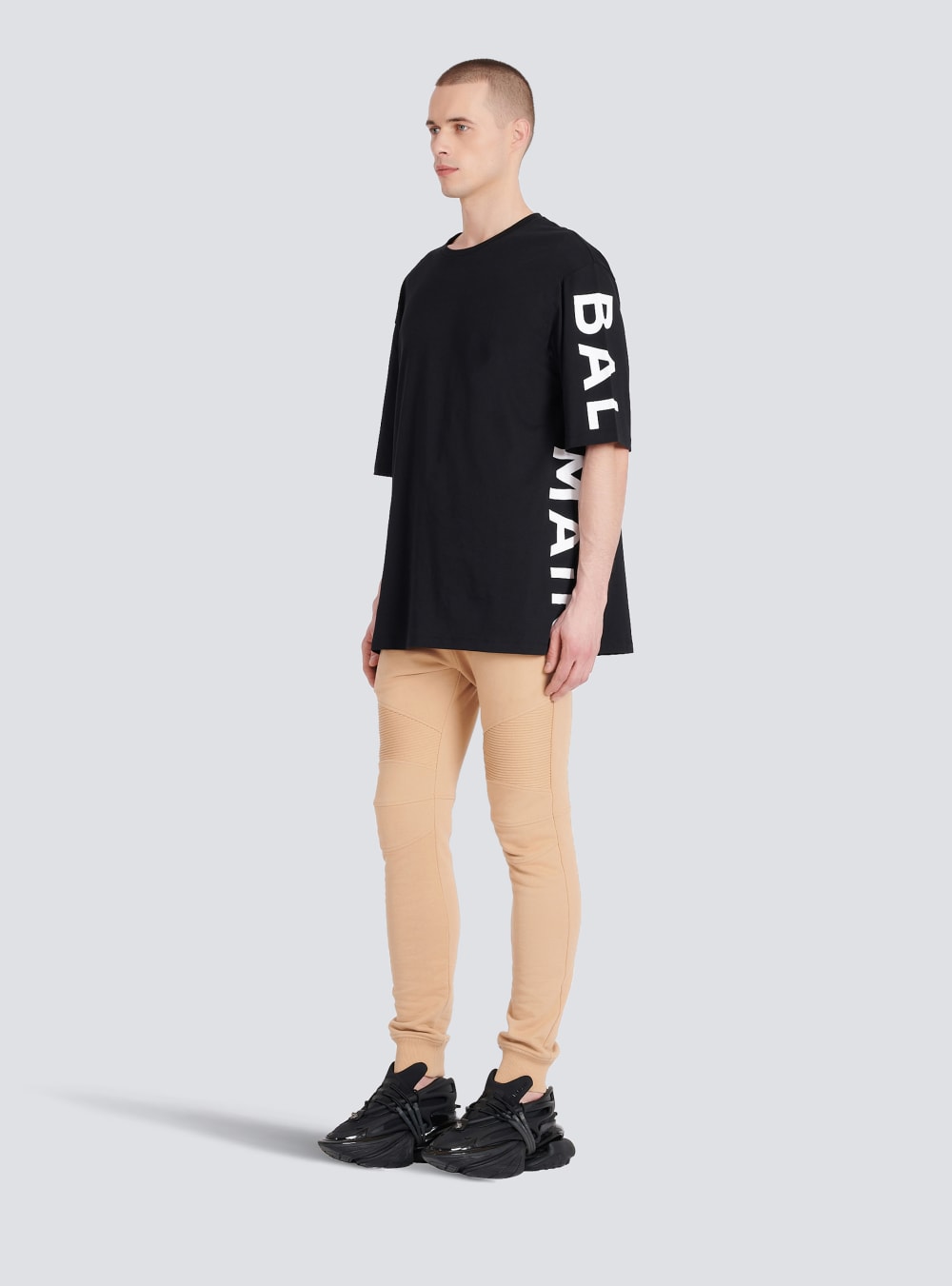 Men's Balmain Oversized Eco-designed Cotton With Logo Print T Shirts Black | USA ZVPKM04E