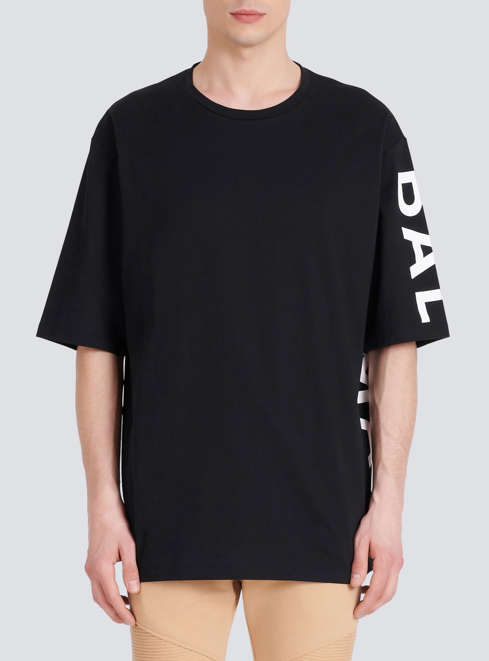 Men's Balmain Oversized Eco-designed Cotton With Logo Print T Shirts Black | USA ZVPKM04E