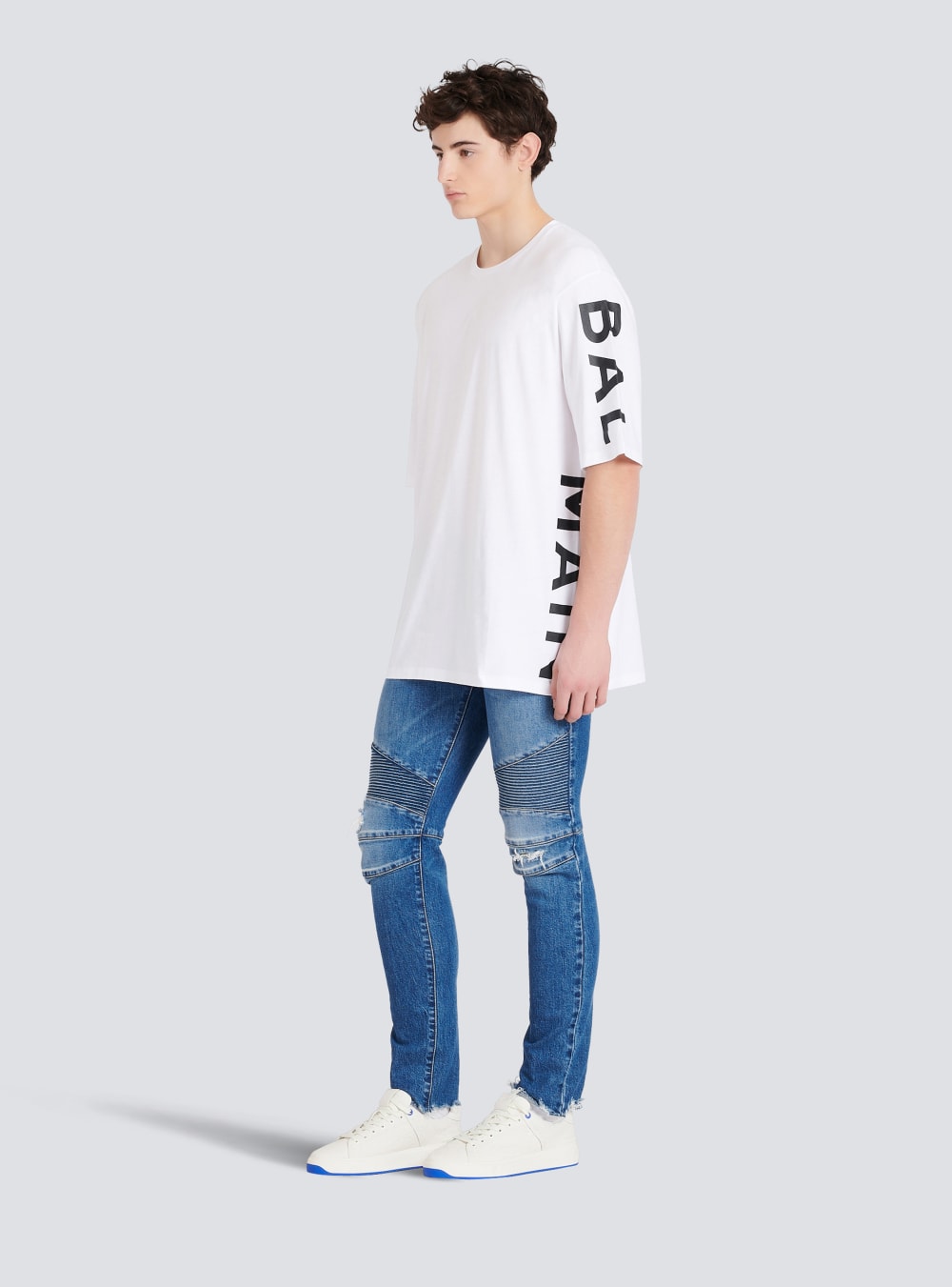 Men's Balmain Oversized Eco-designed Cotton With Logo Print T Shirts White | USA aFE2YOr0