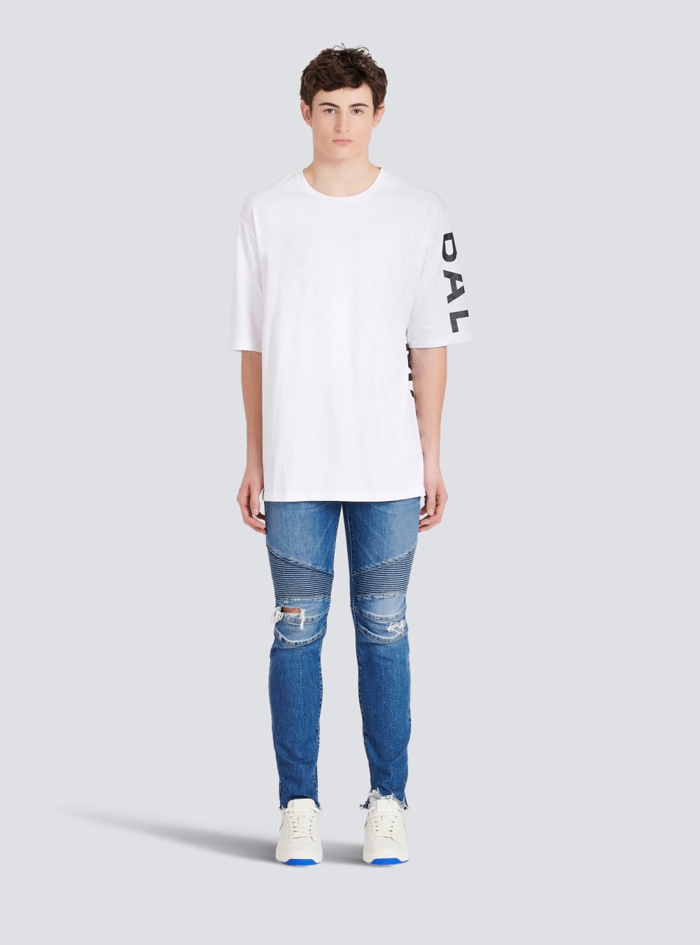 Men's Balmain Oversized Eco-designed Cotton With Logo Print T Shirts White | USA aFE2YOr0