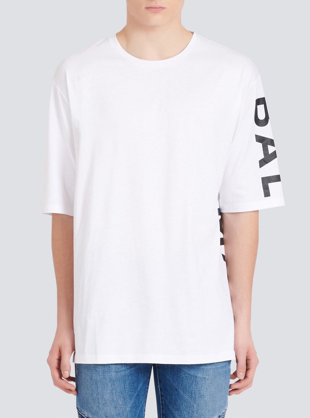 Men's Balmain Oversized Eco-designed Cotton With Logo Print T Shirts White | USA aFE2YOr0