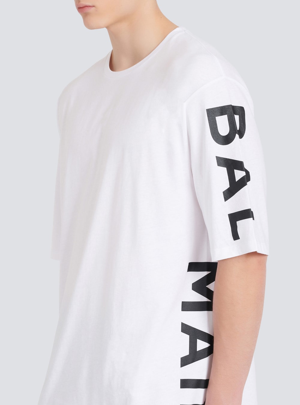 Men's Balmain Oversized Eco-designed Cotton With Logo Print T Shirts White | USA aFE2YOr0