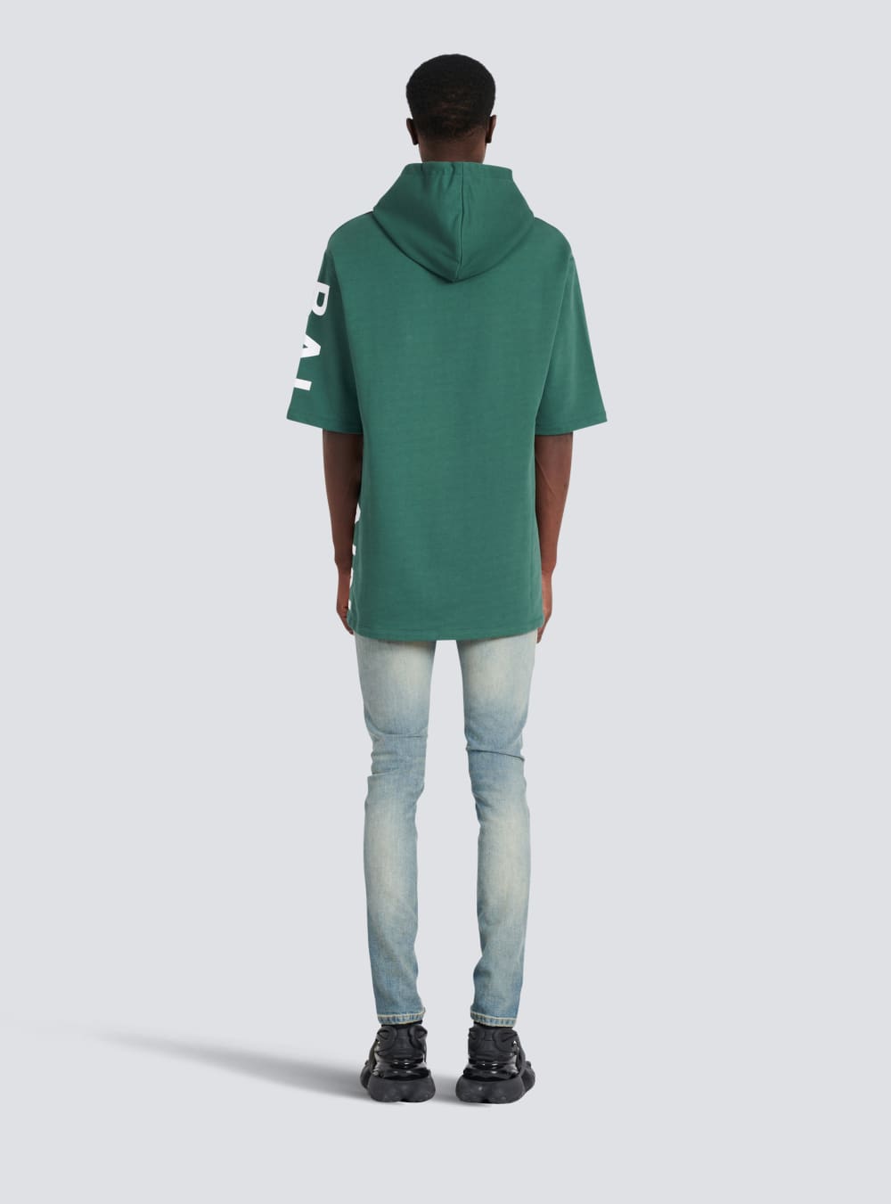 Men's Balmain Oversized Eco-designed Cotton Hooded With Logo Print Sweatshirts Green | USA alYcR6xc