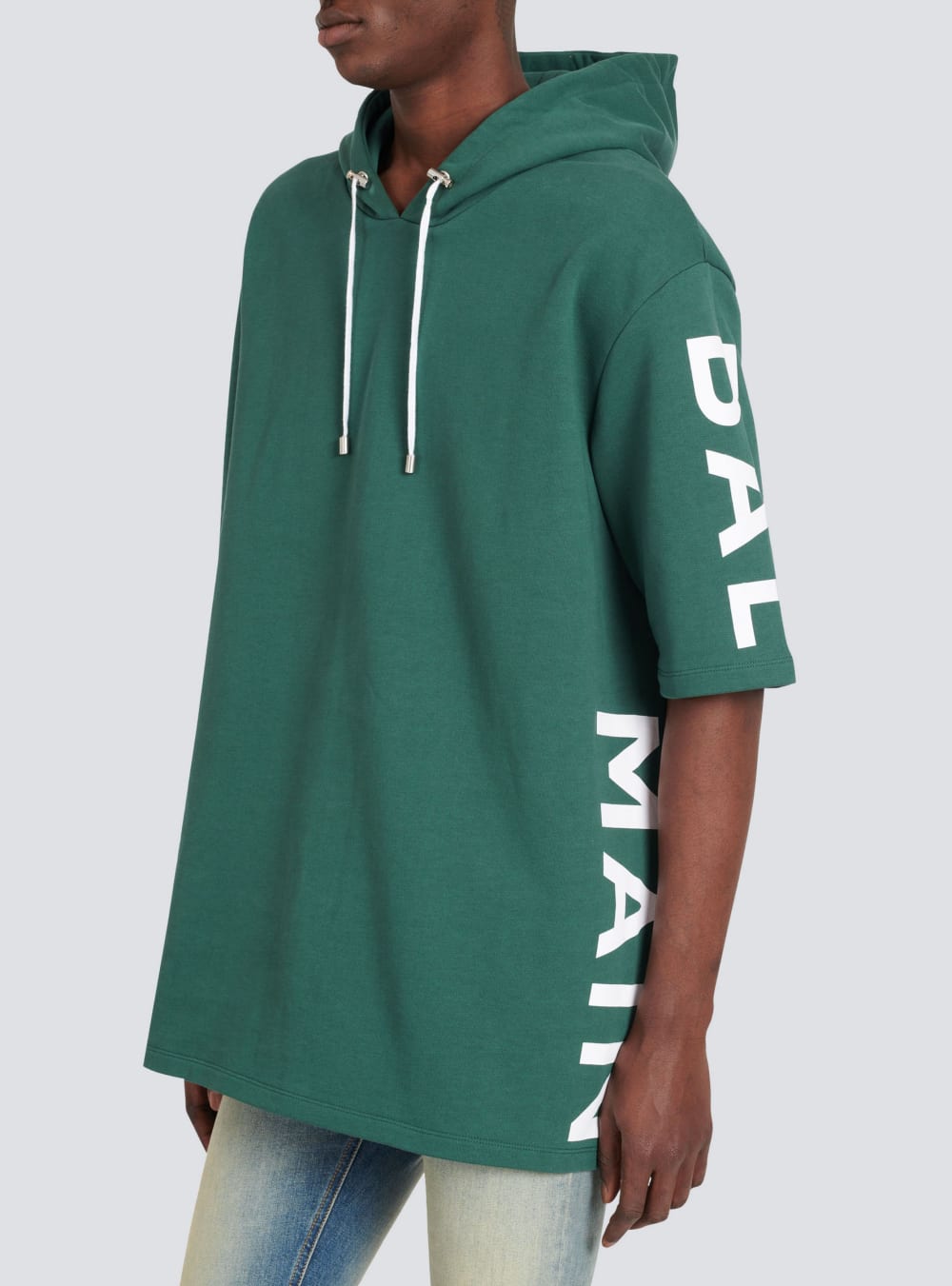 Men's Balmain Oversized Eco-designed Cotton Hooded With Logo Print Sweatshirts Green | USA alYcR6xc