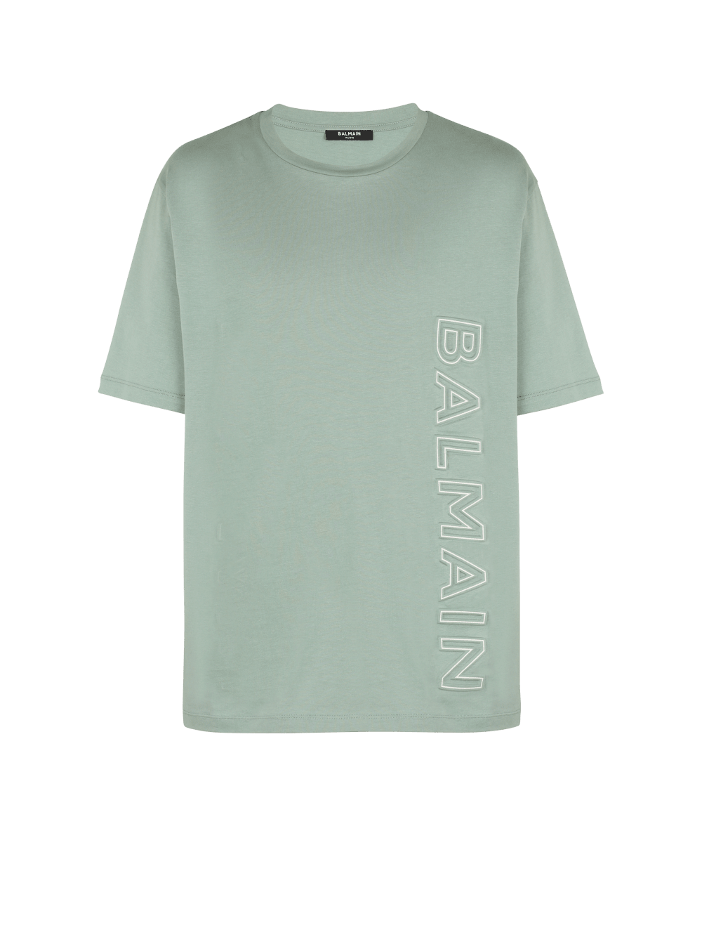 Men\'s Balmain Oversized Embossed Logo T Shirts Green | USA 8OYeTcaX