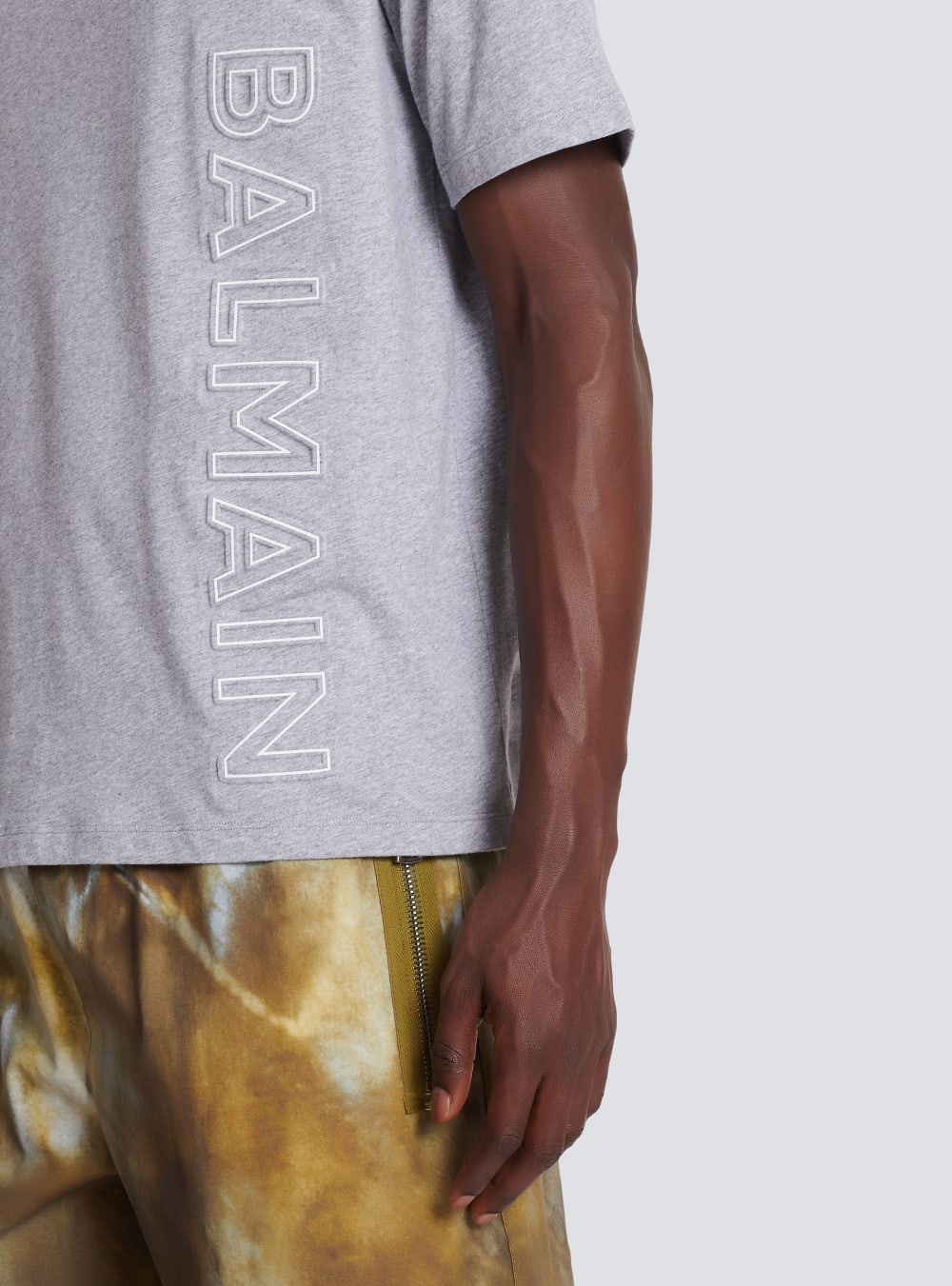 Men's Balmain Oversized In Eco-responsible Cotton With Reflective Logo T Shirts Grey | USA C6WJqeRf