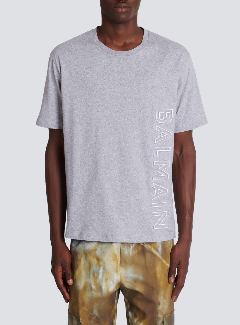 Men's Balmain Oversized In Eco-responsible Cotton With Reflective Logo T Shirts Grey | USA C6WJqeRf