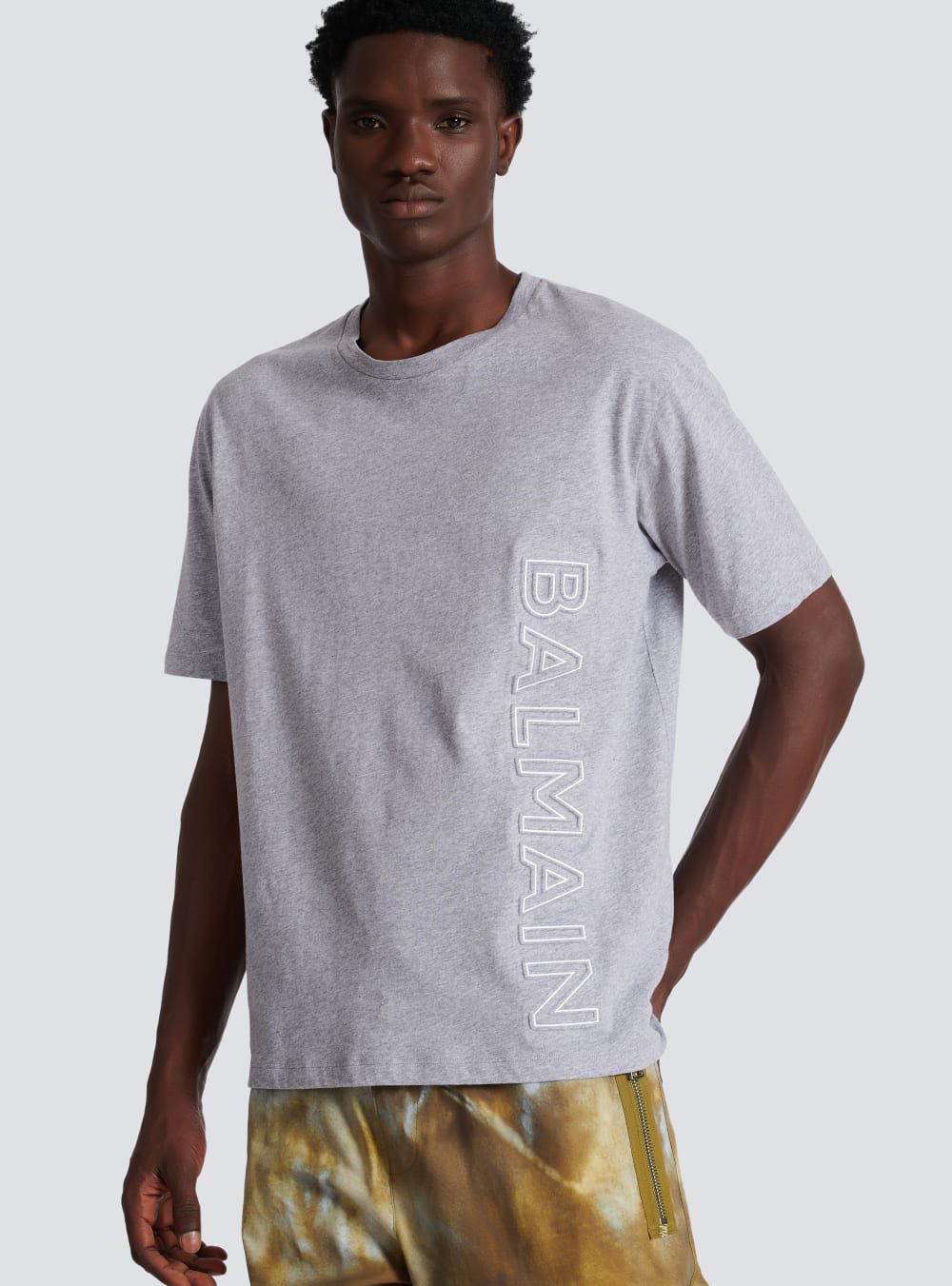 Men's Balmain Oversized In Eco-responsible Cotton With Reflective Logo T Shirts Grey | USA C6WJqeRf