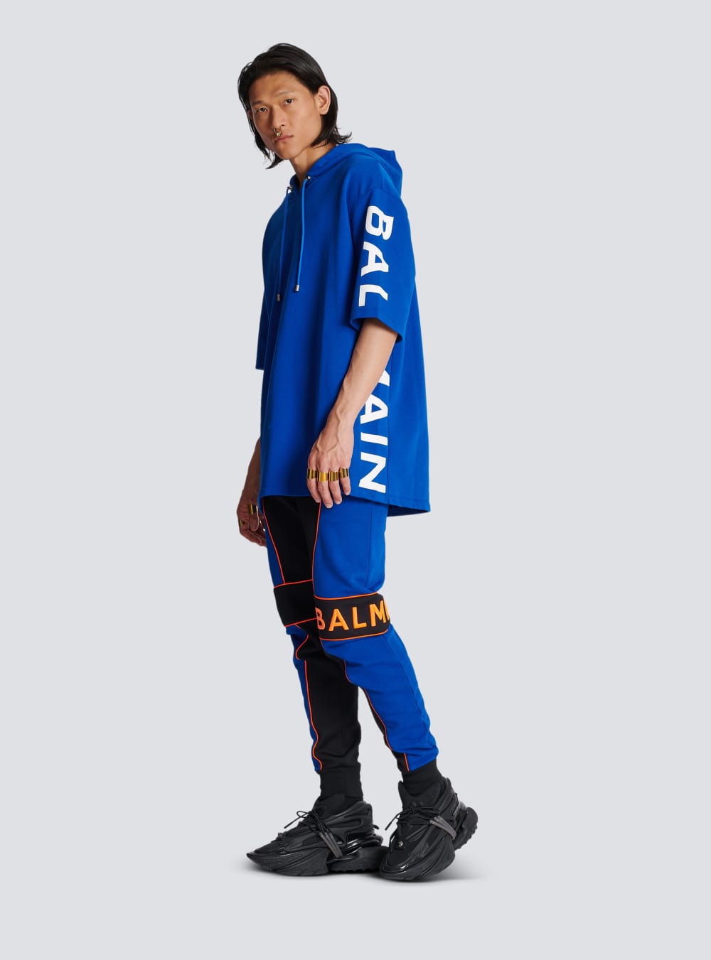 Men's Balmain Oversized In Eco-responsible Cotton With Logo Print Sweatshirts Blue | USA mInn7Gu2