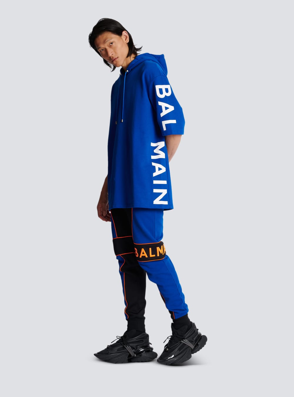 Men's Balmain Oversized In Eco-responsible Cotton With Logo Print Sweatshirts Blue | USA mInn7Gu2