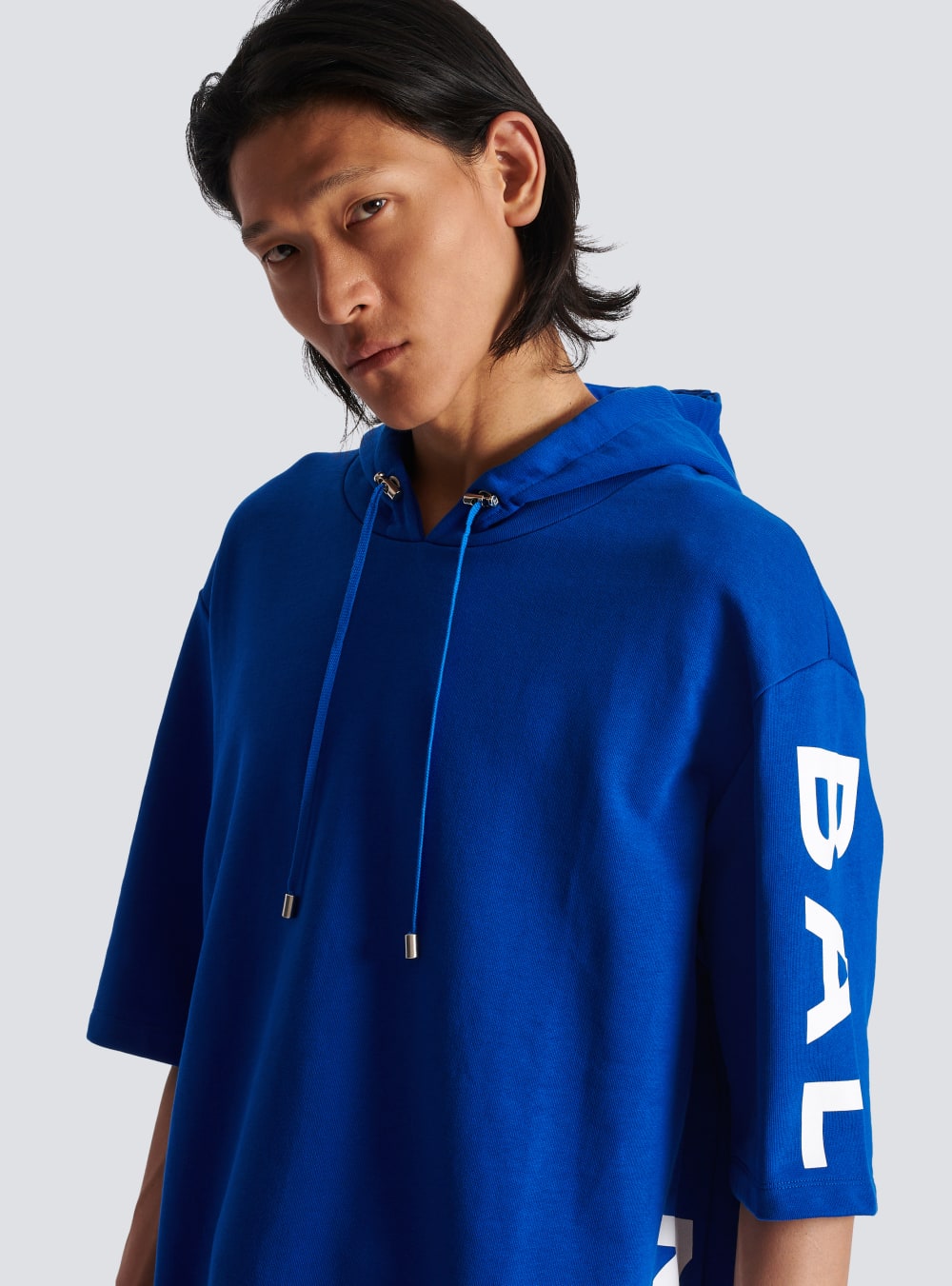 Men's Balmain Oversized In Eco-responsible Cotton With Logo Print Sweatshirts Blue | USA mInn7Gu2