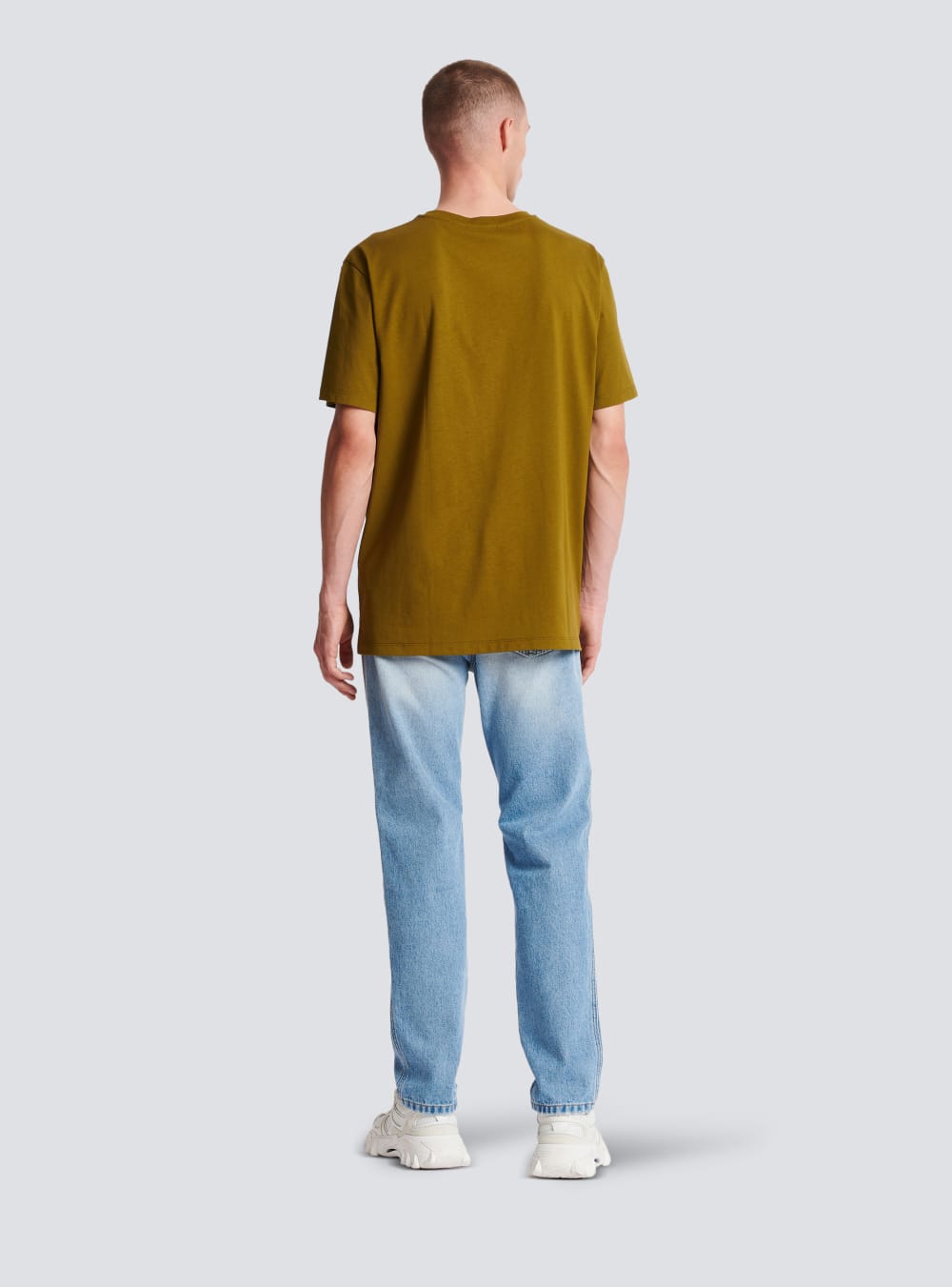 Men's Balmain Oversized In Eco-responsible Cotton With Reflective Logo T Shirts Khaki | USA uDoRz66V