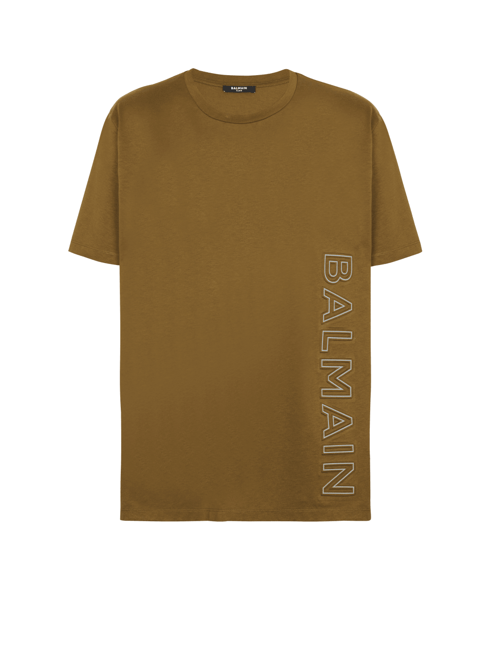 Men\'s Balmain Oversized In Eco-responsible Cotton With Reflective Logo T Shirts Khaki | USA uDoRz66V