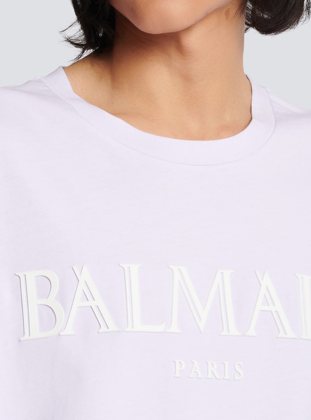 Men's Balmain Oversized With Rubber Roman Logo T Shirts Purple | USA VpmglrOm