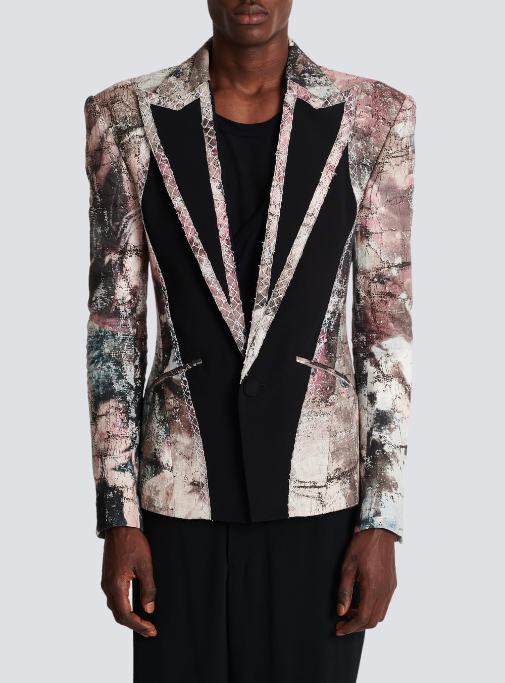 Men's Balmain Pastel Print Cut-out Jackets Multicolor | USA Ggi3GOIX