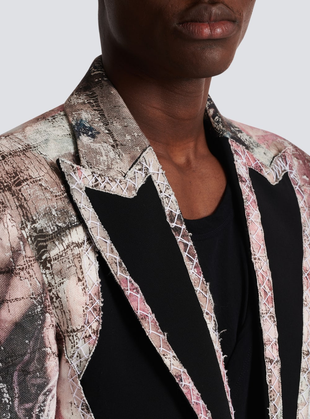 Men's Balmain Pastel Print Cut-out Jackets Multicolor | USA Ggi3GOIX