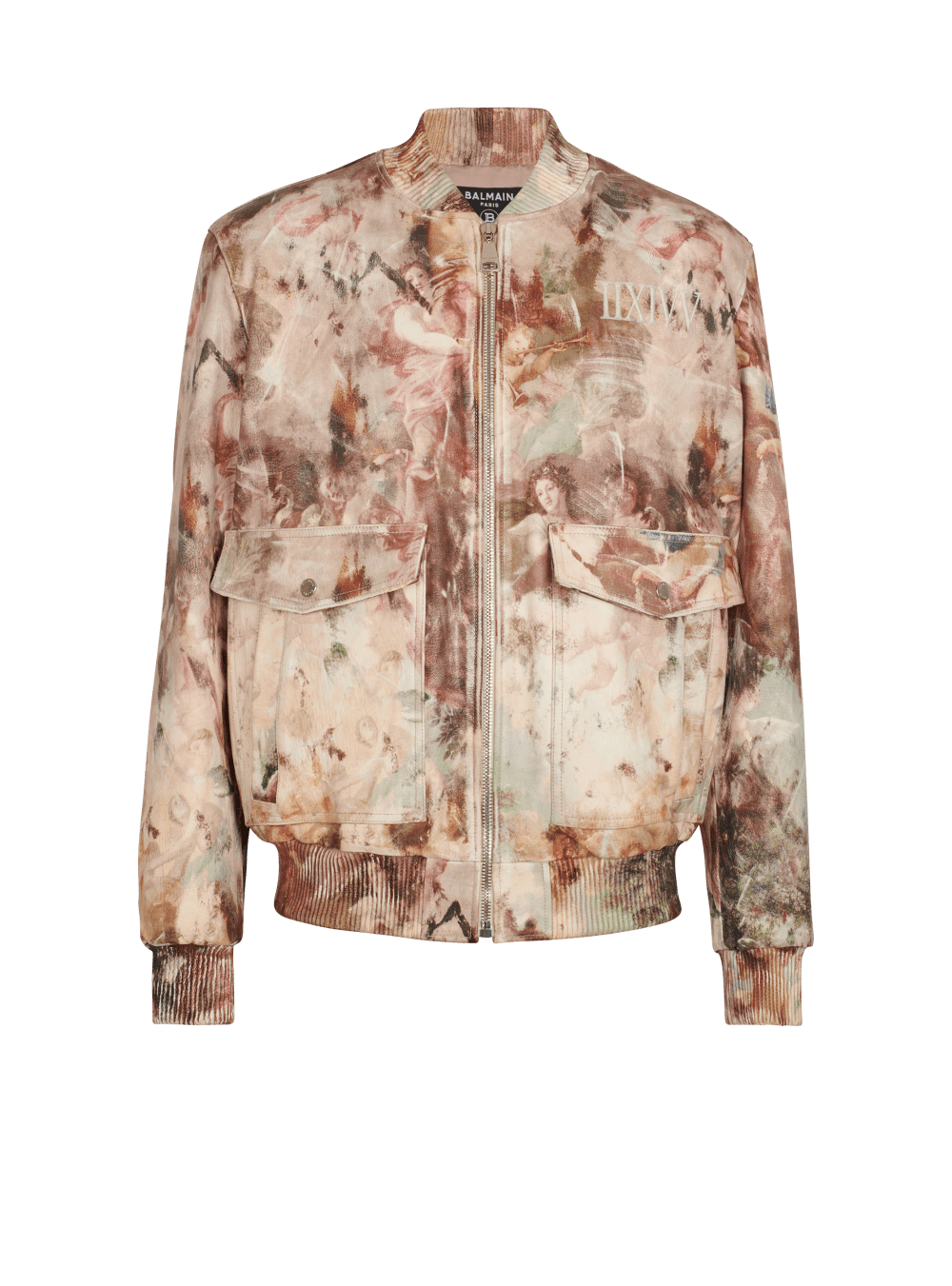 Men\'s Balmain Pastel Print Leather Bomber Jackets Multicolor | USA hAdPIsoD