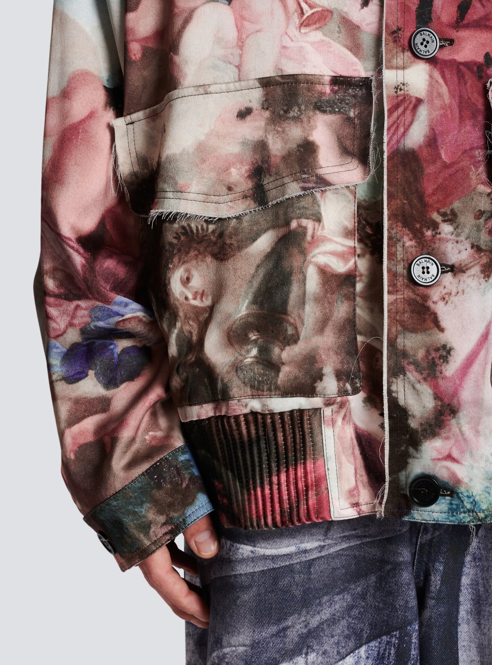 Men's Balmain Pastel Print Satin Varsity Jackets Multicolor | USA rlunJZty