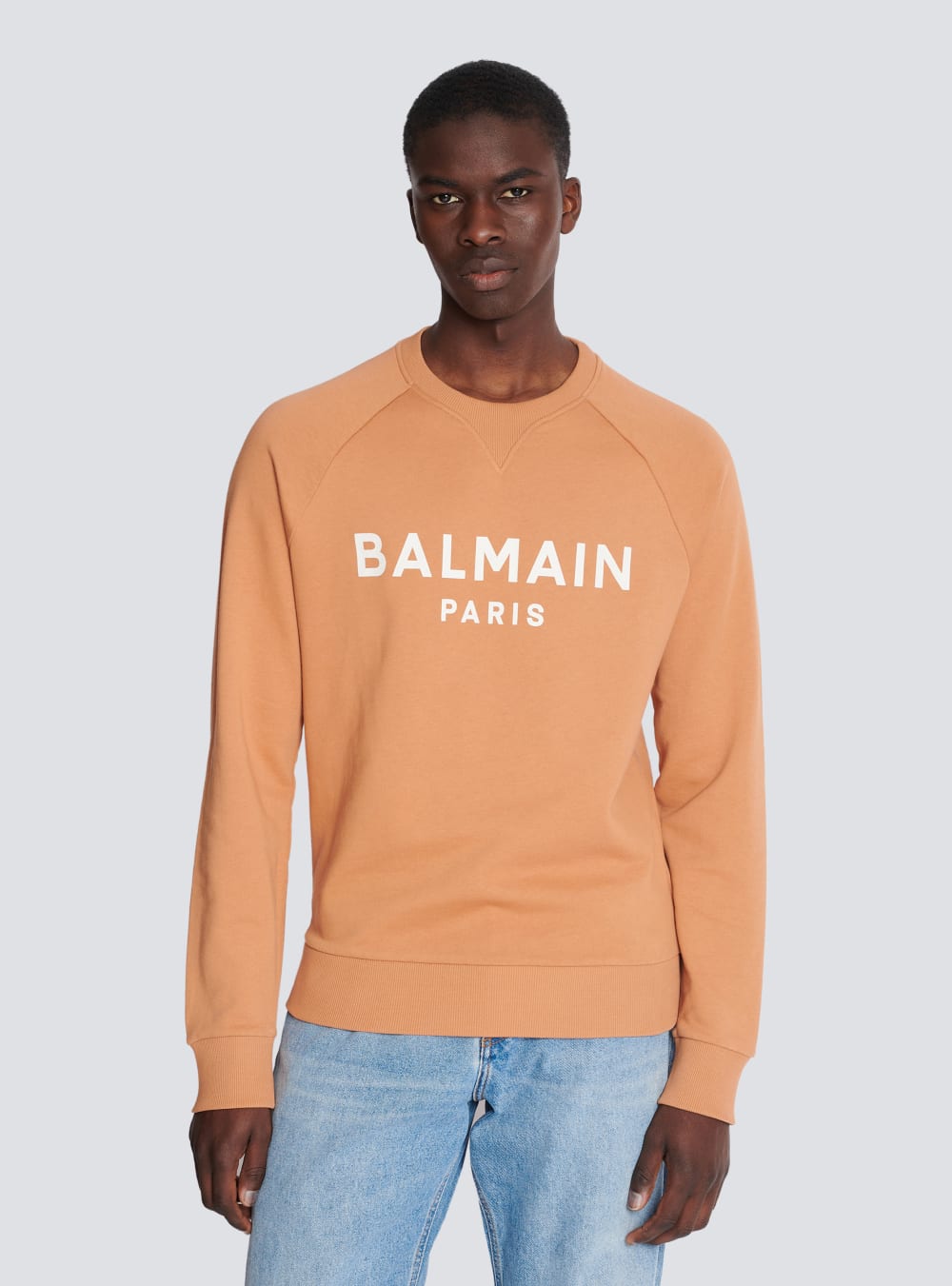 Men's Balmain Printed Logo Sweatshirts Brown | USA y2CISGWO