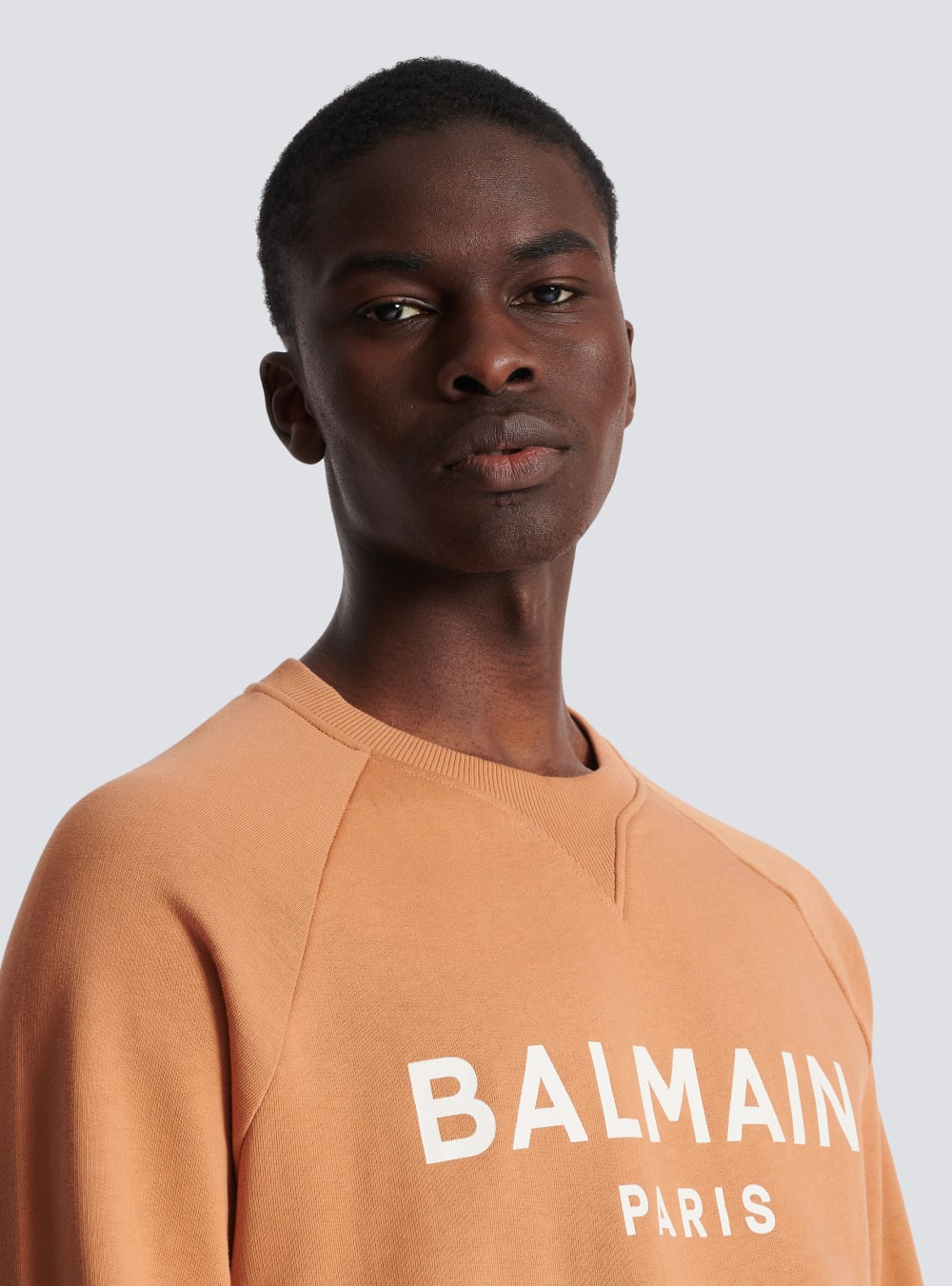 Men's Balmain Printed Logo Sweatshirts Brown | USA y2CISGWO