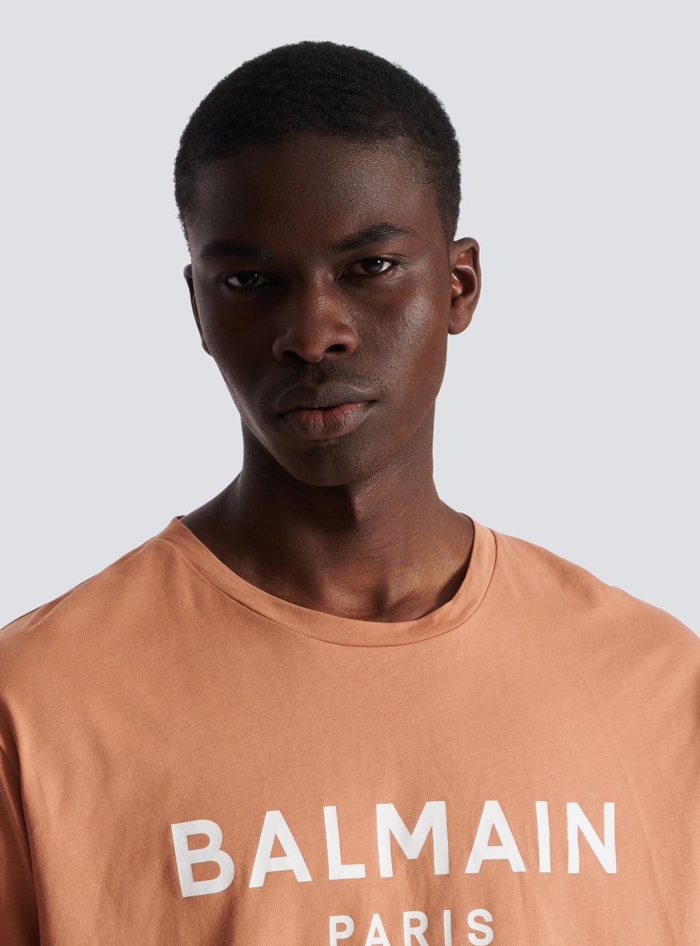 Men's Balmain Printed Logo T Shirts Brown | USA aXbFEhJD