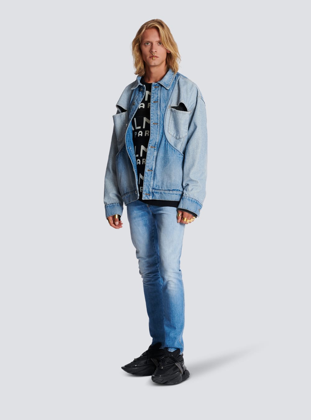 Men's Balmain Reverse Cut Denim Jackets Blue | USA 2gVAvLHl