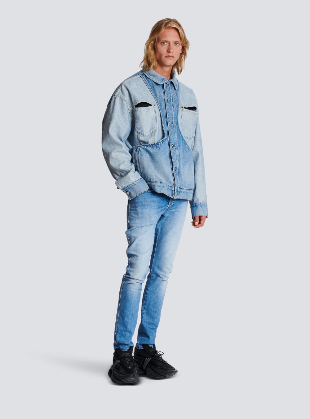 Men's Balmain Reverse Cut Denim Jackets Blue | USA 2gVAvLHl