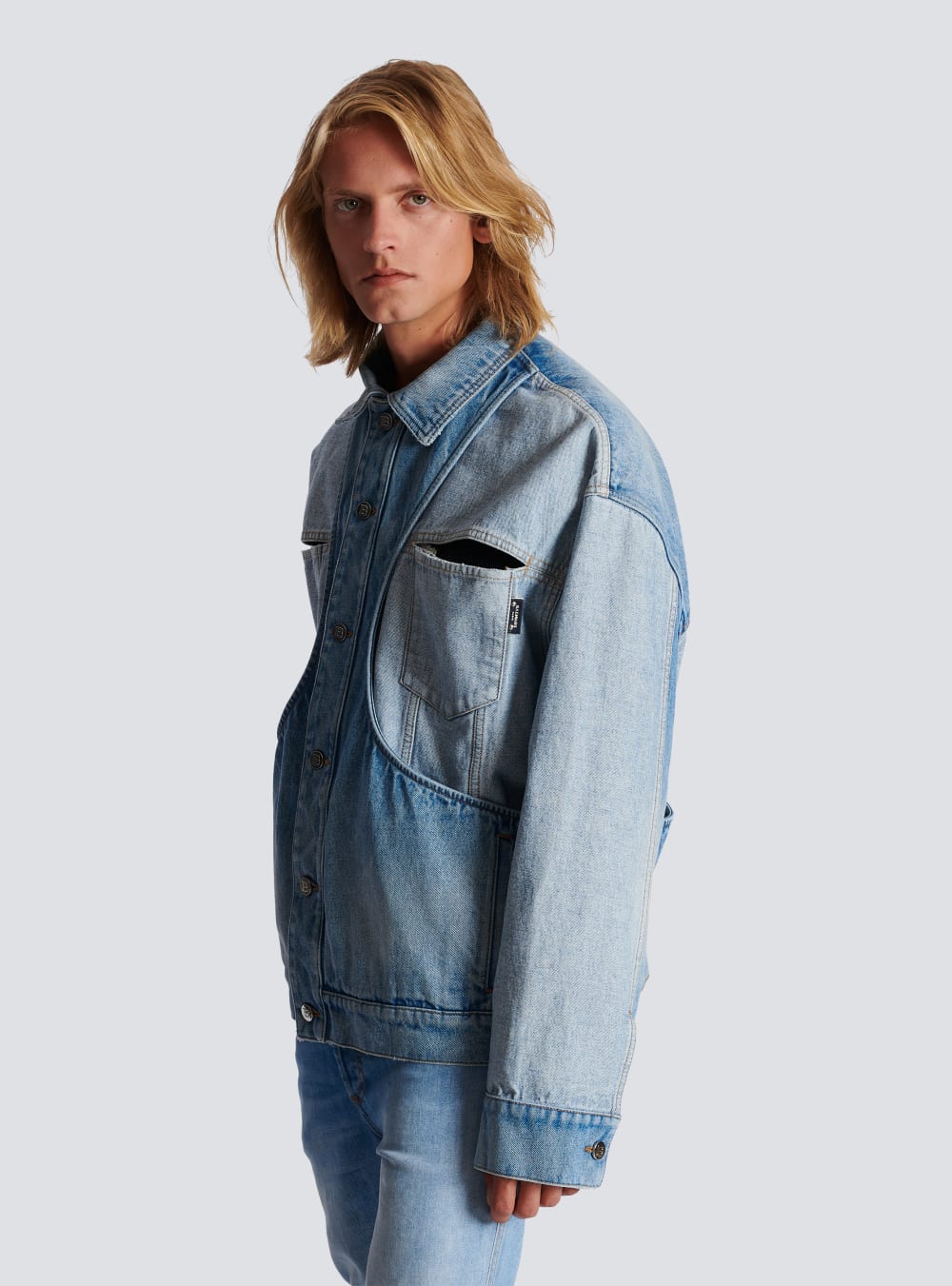 Men's Balmain Reverse Cut Denim Jackets Blue | USA 2gVAvLHl