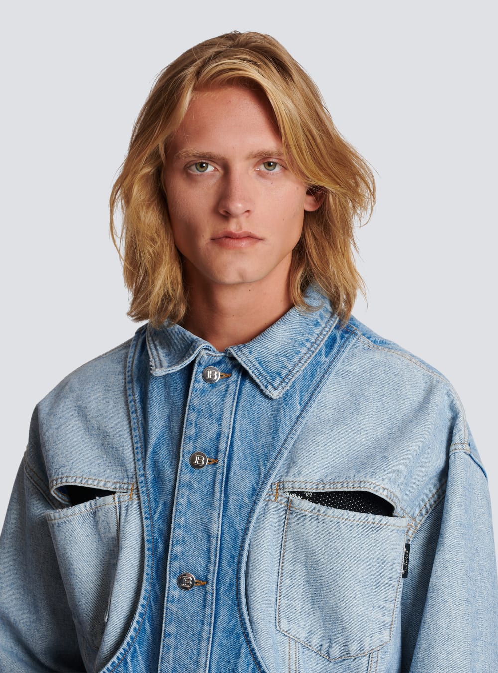 Men's Balmain Reverse Cut Denim Jackets Blue | USA 2gVAvLHl