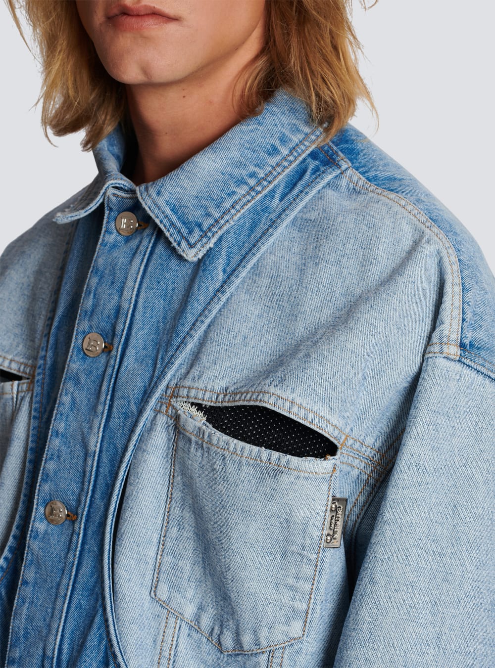 Men's Balmain Reverse Cut Denim Jackets Blue | USA 2gVAvLHl