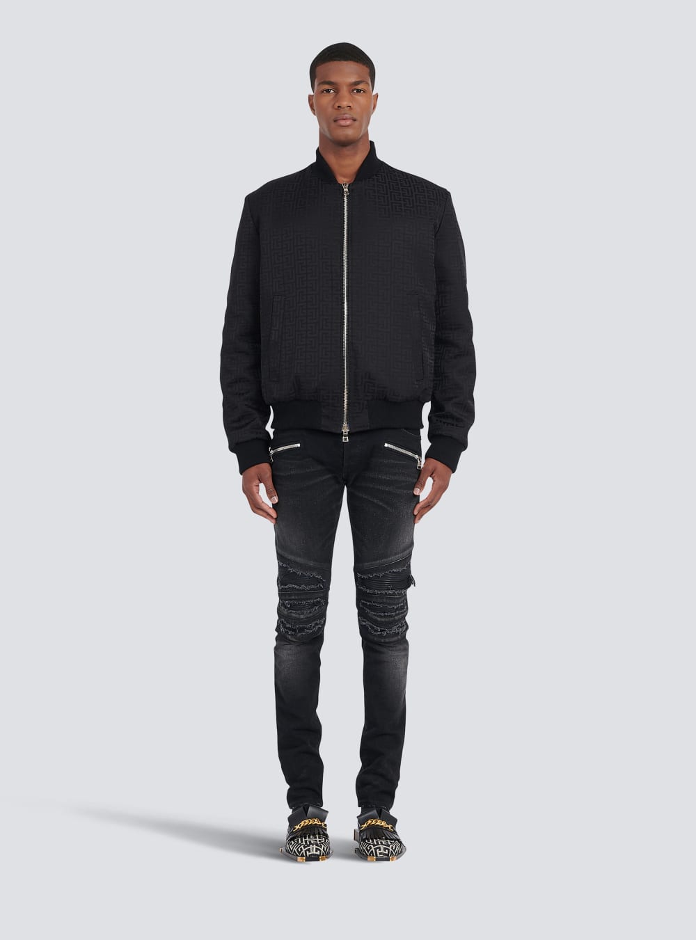 Men's Balmain Reversible Cotton Bomber With Monogram Jackets Black | USA aNwRUvMx