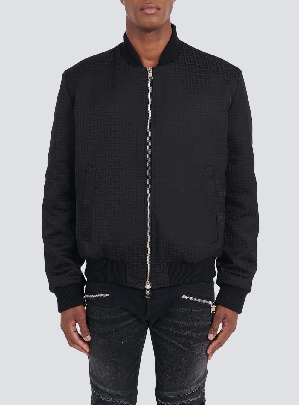 Men's Balmain Reversible Cotton Bomber With Monogram Jackets Black | USA aNwRUvMx