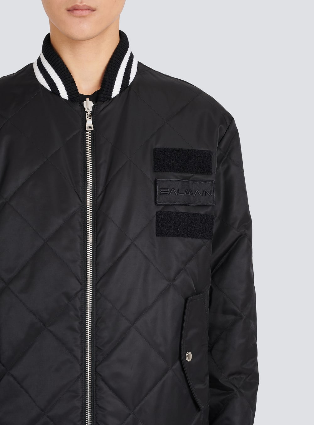 Men's Balmain Reversible Nylon Bomber With Maxi Monogram Jackets Black | USA 43tfCRQ8