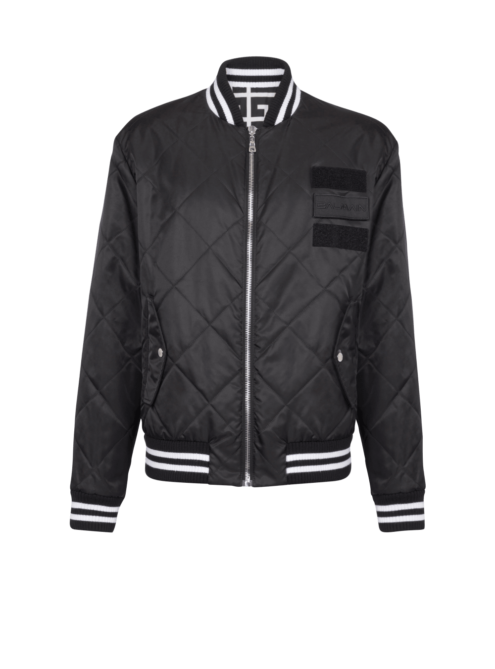 Men\'s Balmain Reversible Nylon Bomber With Maxi Monogram Jackets Black | USA 43tfCRQ8