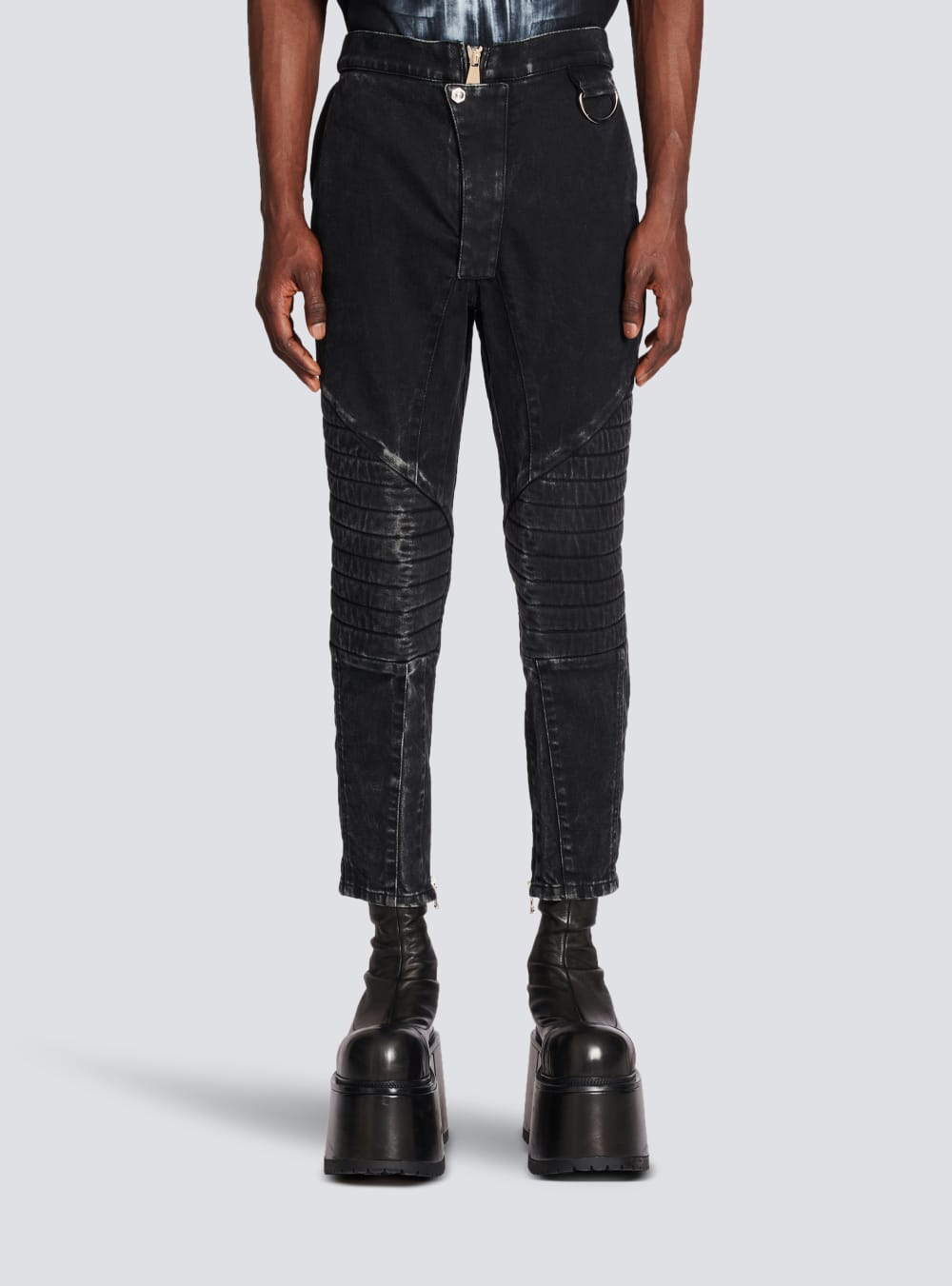 Men's Balmain Ribbed Cotton Slim-fit Jeans Black | USA 45C7zVWb